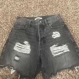 Pacsun High Rise Boy Short Distressed Denim Black Wash Jeans